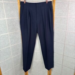 Levi's Action Slacks Trousers Mens 33x30 Navy Blue Pleated Vintage Dress Pants